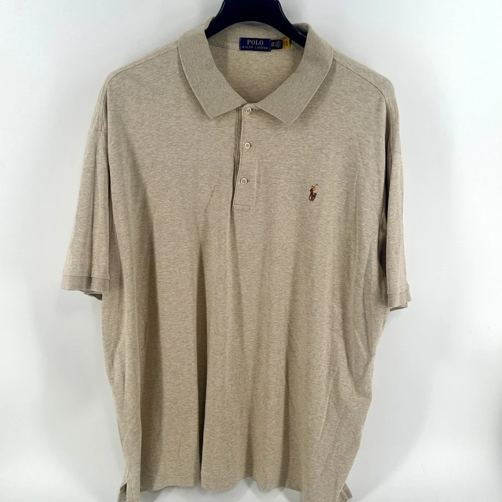 Polo Ralph Lauren Polo Shirt Mens 3XB Tan Heather Solid Classic Fit Flesh Pony